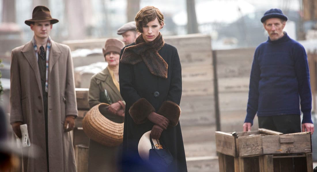 Scene fra optagelserne til filmen The Danish Girl, der blandt andet blev optaget i Nyhavn i København. Eddie Redmayne spillede hovedrollen. 