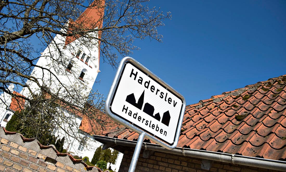 Borgmester H.P. Geil (V) satte i 2015 dette skilt op i Haderslev, men det fik blot lov at stå i en uges tid, før det i ly af nattens mulm og mørke blev revet op. Det affødte heftig debat, og debatten blussede atter op i februar i år.