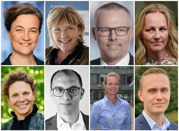 Øverst fra venstre: Tina French Nielsen, Christina Jørgensen, Michael Holst, Ida Auken, Kristine Klæbel, Kasper Graa Wulf, Line Nørbæk og Johan Emil Rasmussen.