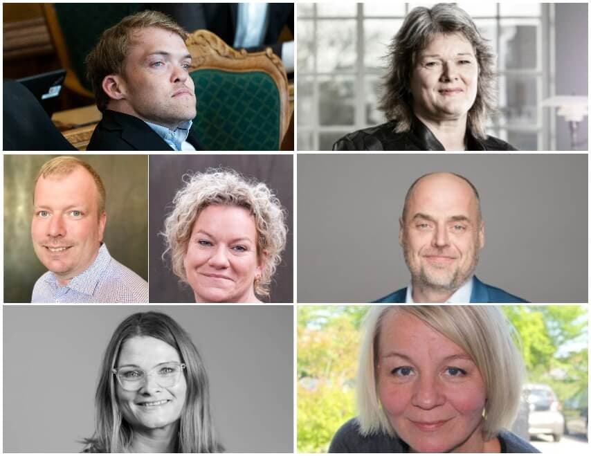 Øverst fra venstre: Kristian Hegaard, Susanne Lauth, René Olsen og Camilla Nowak, Henrik Harder, Gitte Bylov Larsen, Vibeke Lei Stoustrup.