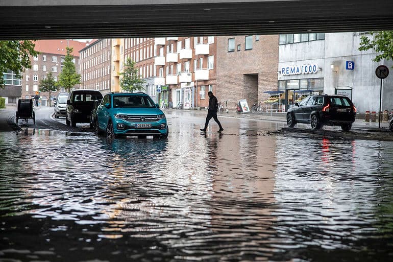 Bispeengbuen i København under oversvømmelse i 2020.