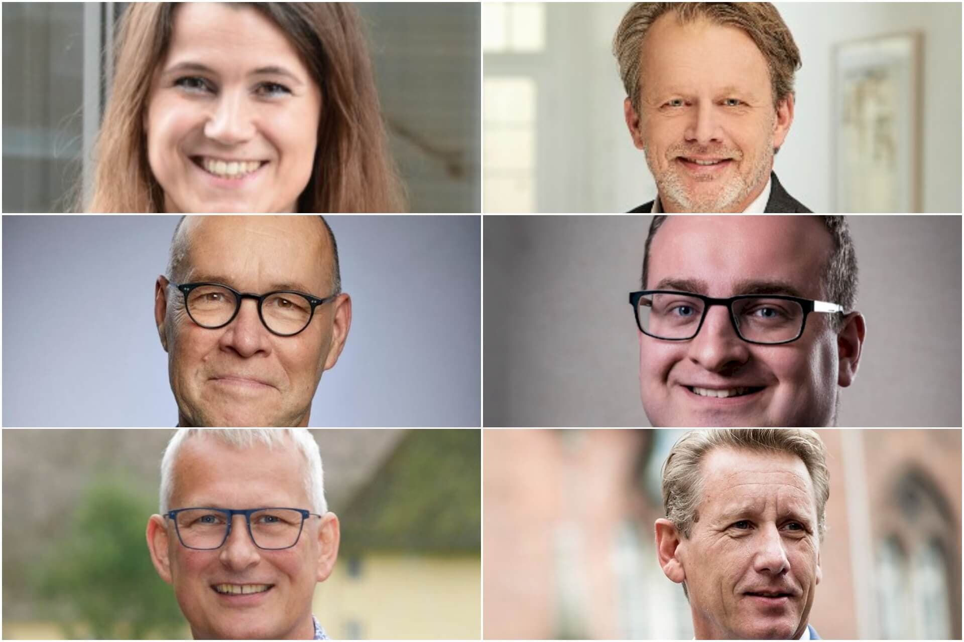 Øverst fra venstre: Anne Marie Muff, Kristian Anderson, Jakob Bisgaard, Lars Møller Pedersen, Klaus Liestmann og Johnny Killerup