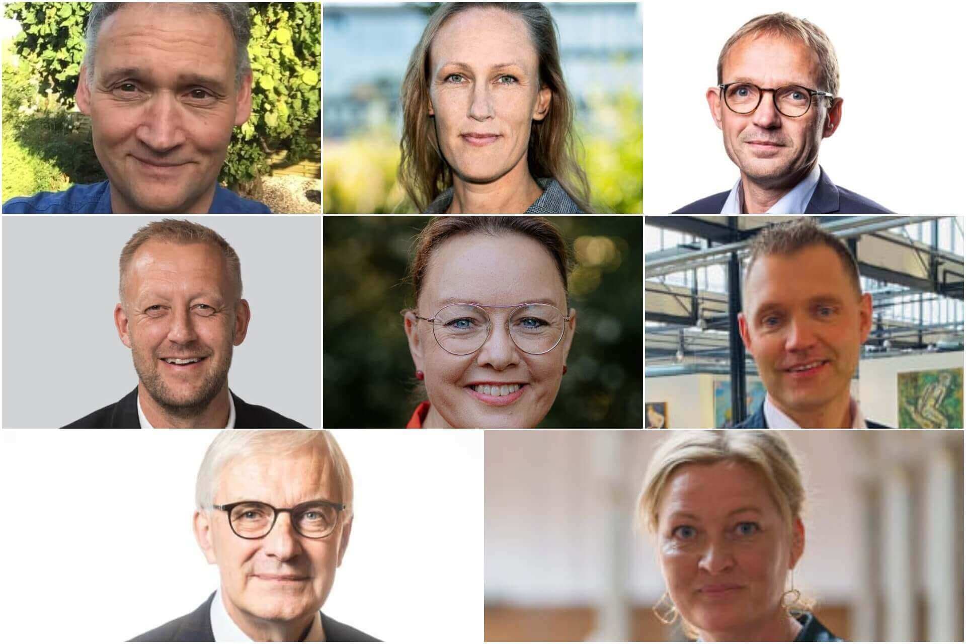 Øverst fra venstre: Andreas Jegstrup, Karen Margrete Høj Madsen, René Gotfredsen Nielsen, Kurt Bennetsen, Camilla Meyer,  
Morten Bøgelund Andersen, Niels Højberg og Mette Touborg.