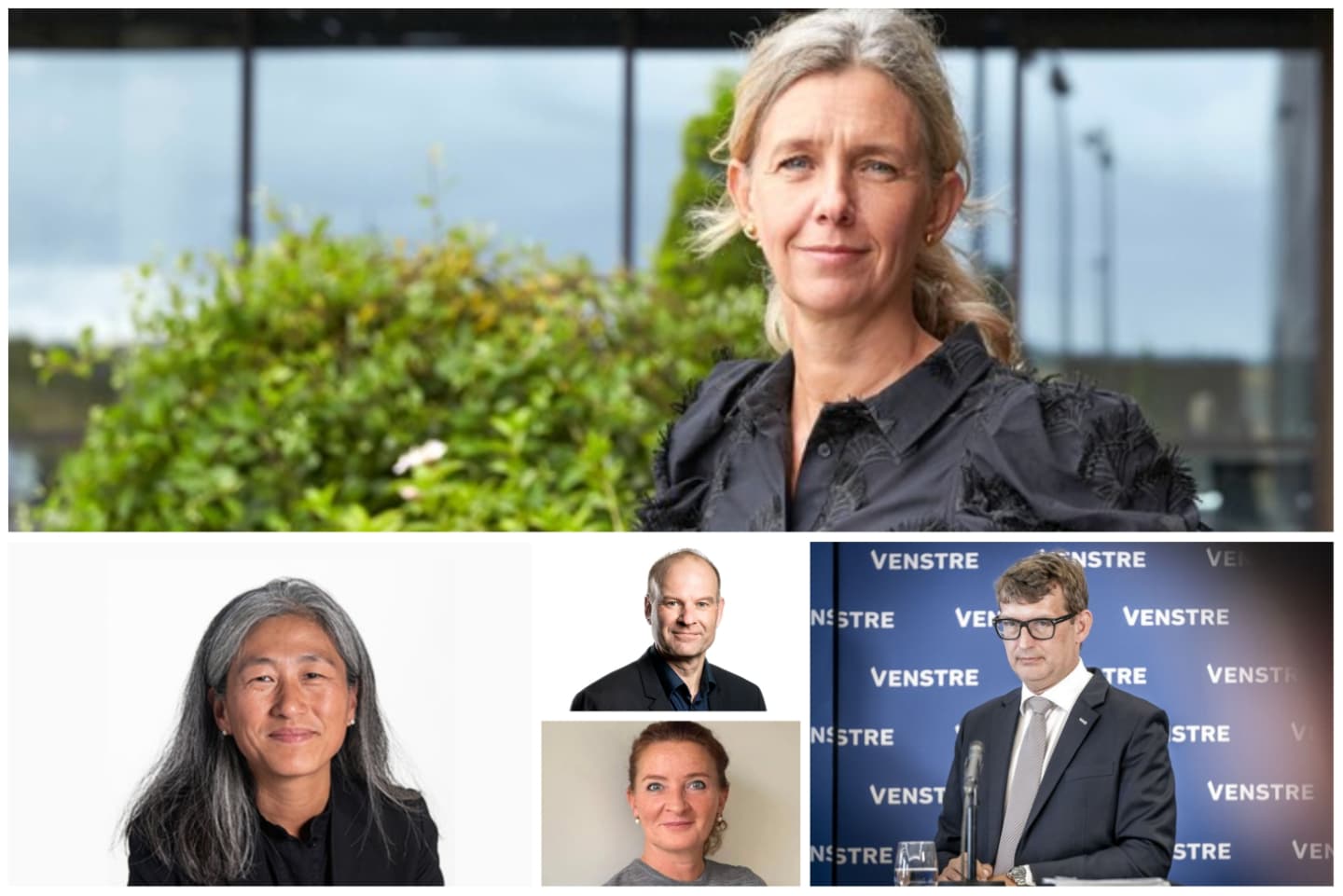 Øverst fra venstre: Lone Byskov, ny direktør for Teknik og Miljø samt Sundhed og Pleje i Greve Kommune, Christina Føns, ny direktør for Teknik og Miljø i Middelfart Kommune,, Sine Sunesen, ny kommunaldirektør på Bornholm,
Thomas Knudsen, ny kommunaldirektør i Fakse og 
Troels Lund Poulsen (V), ny formand for statsrevisorerne.