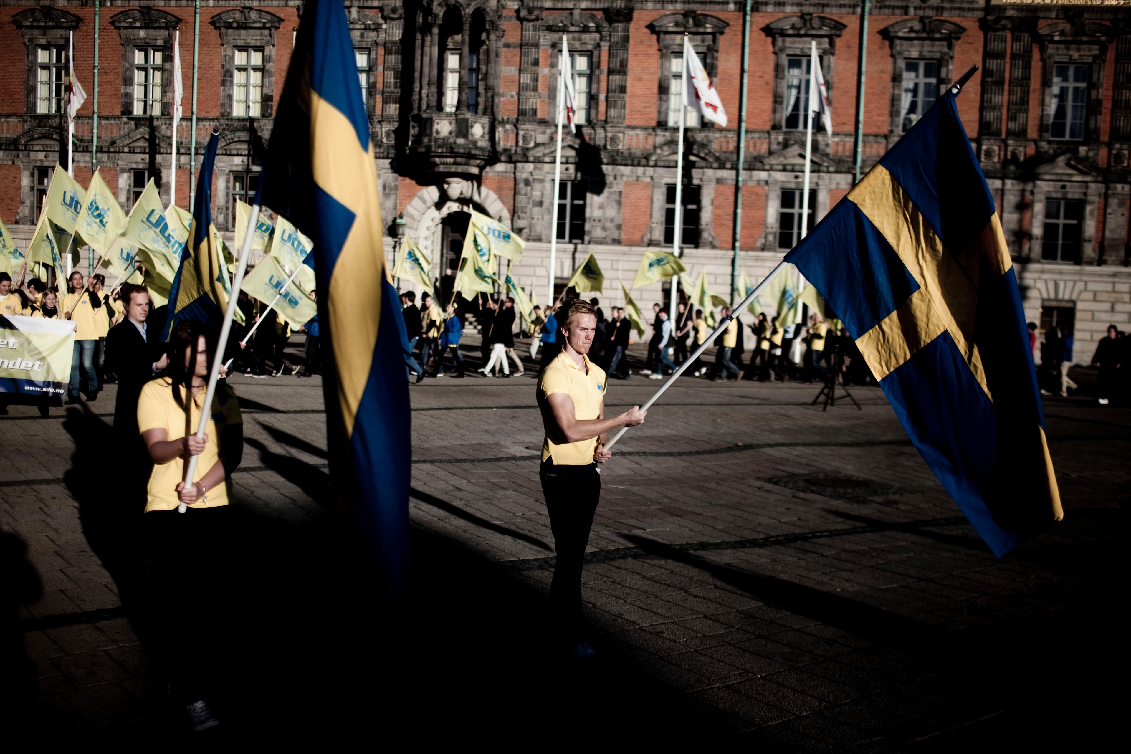Sverigedemokraterna er et populistisk og indvandrerfjendsk parti uden reelt indhold, mener Lena Asplund, medlem af Riksdagen for Moderaterna. Ingen vil samarbejde med partiet, der fik 13 procent af stemmerne ved Riksdagsvalget forleden.  	Foto: Polfoto