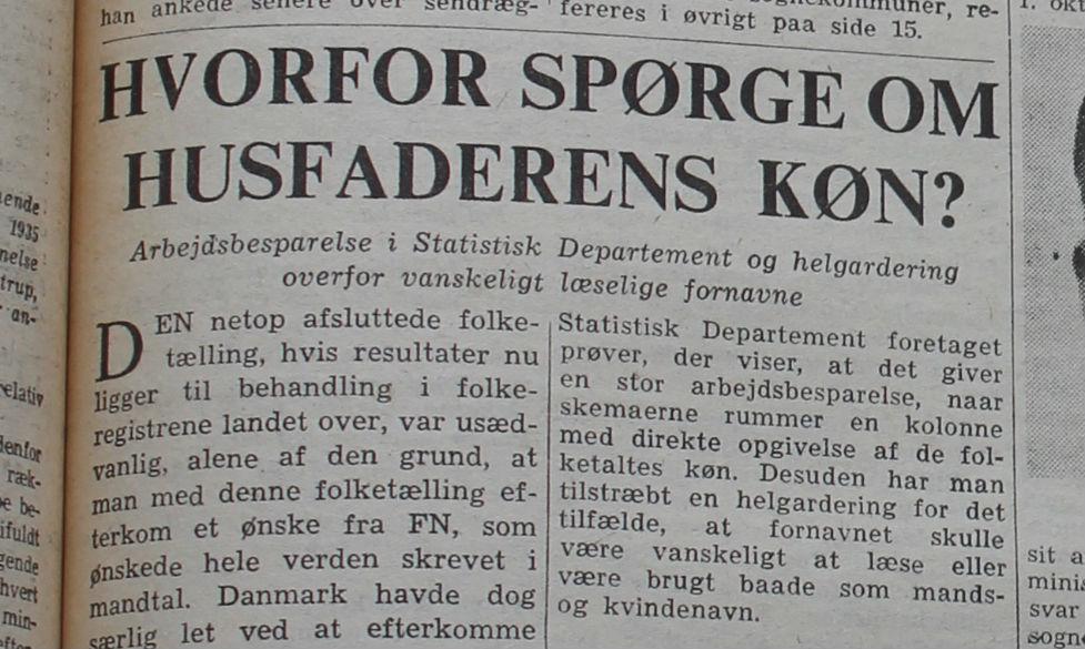 Artiklen om husfædre, mandtal og hulkort stod at læse i Kommunen d. 6. oktober 1960.