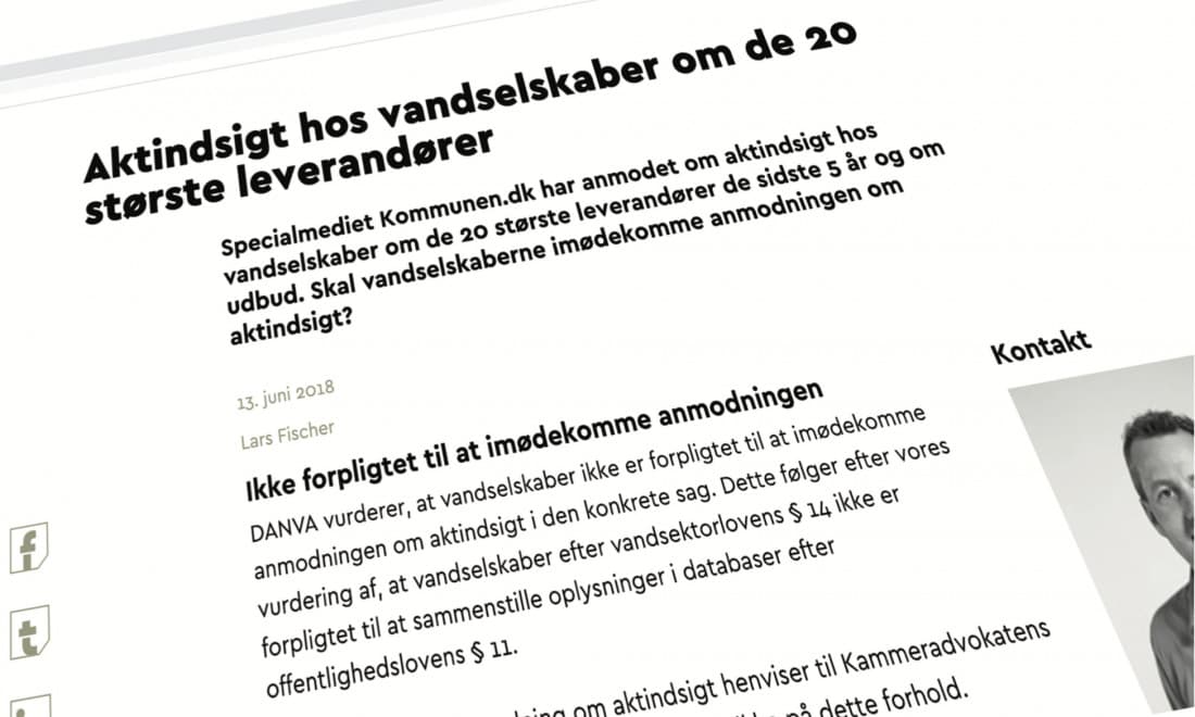 Ikke forpligtet til at imødekomme anmodningen skriver Danva i toppen af sin vejledning til, hvordan medlemmerne i brancheorganisationen kan besvare anmodninger om aktindsigt fra kommunen.dk. Miljø- og Fødevareklagenævnet har dog underkendt denne vurdering i omkring 10 afgørelser. Foto: Skærm-foto via Danva.