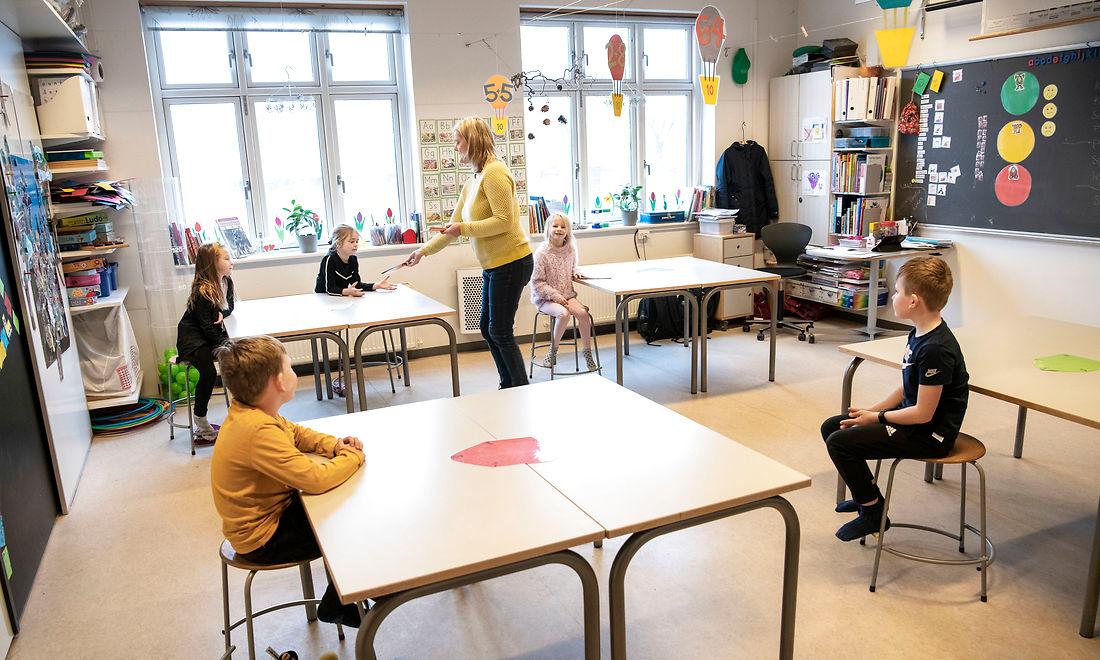 Få børn mødte i skole torsdag, fx var kun 20 af 558 børn mødt frem her på Fredericia Realskole.  