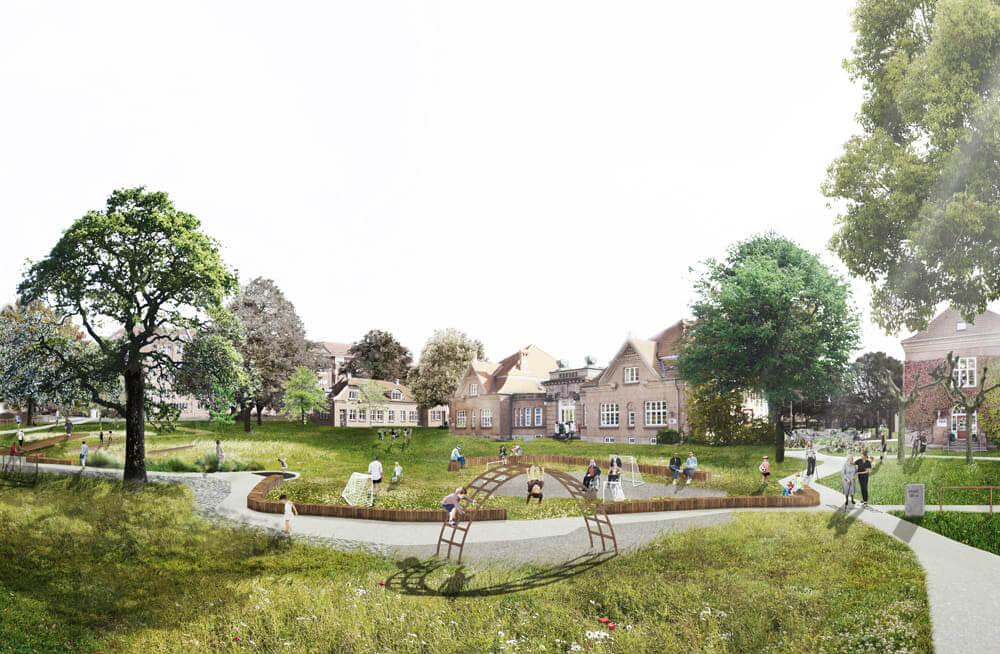 Pladsen foran det tidligere Marselisborg Hospital tæt på centrum af Aarhus er under forvandling i øjeblikket, hvor området bliver til grøn oase og Verdens første SPARK-Park, som forener  Sundhed, Park, Aktiviteter, Rehabilitering og Klimatilpasning.